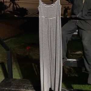 lack and white stripped dress